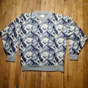 Generra Men's Blue, Cream & Gray Sweater Large Vintage 90s